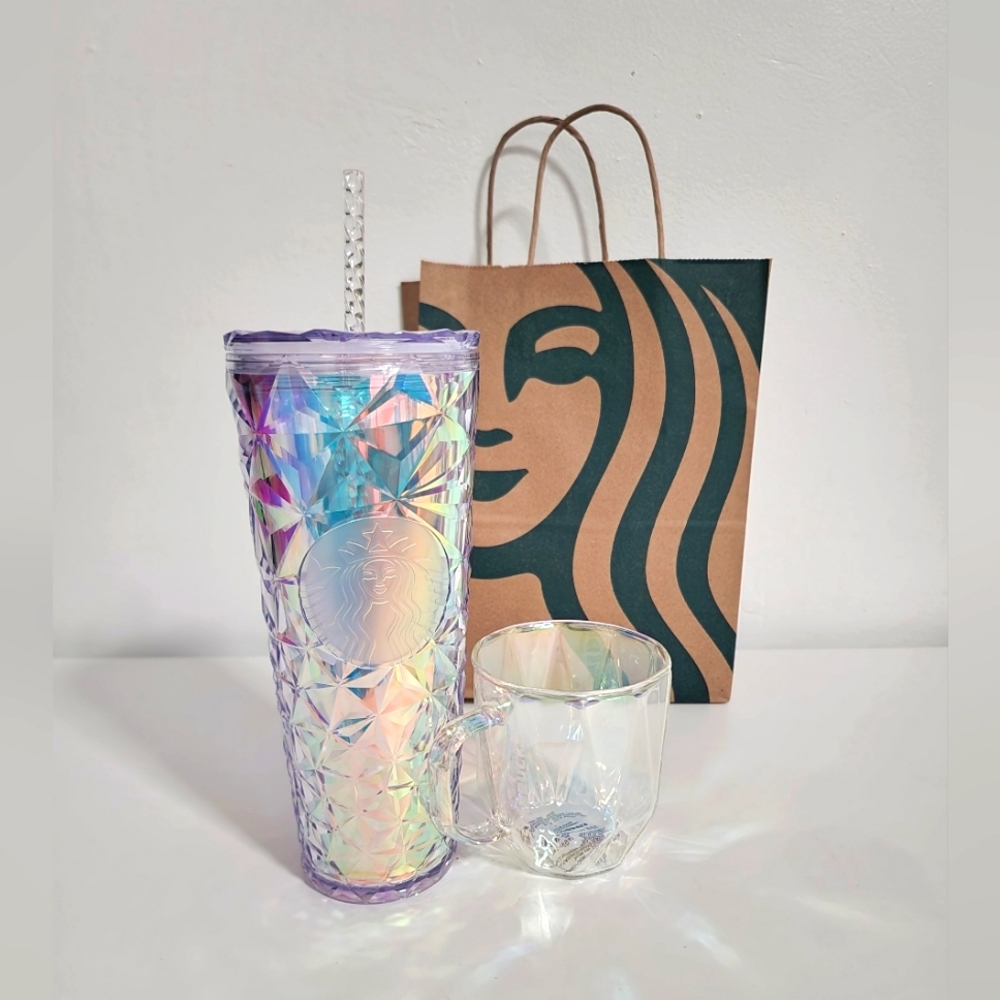 Starbucks 2023 New Release Diamond Iridescent Unicorn Holiday Tumbler Glass Mug - Picture 5 of 10